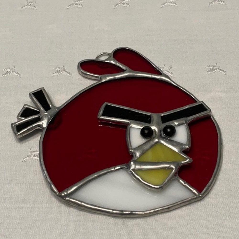 Angry Bird Red Stained Glass with Hanger